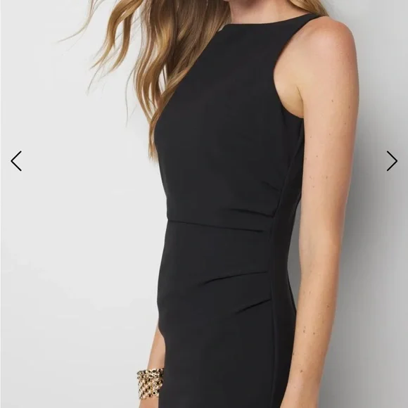 011 - NWT WHBM $130 Sleeveless Scuba Sheath midi dress size 2 black - Picture 4 of 7